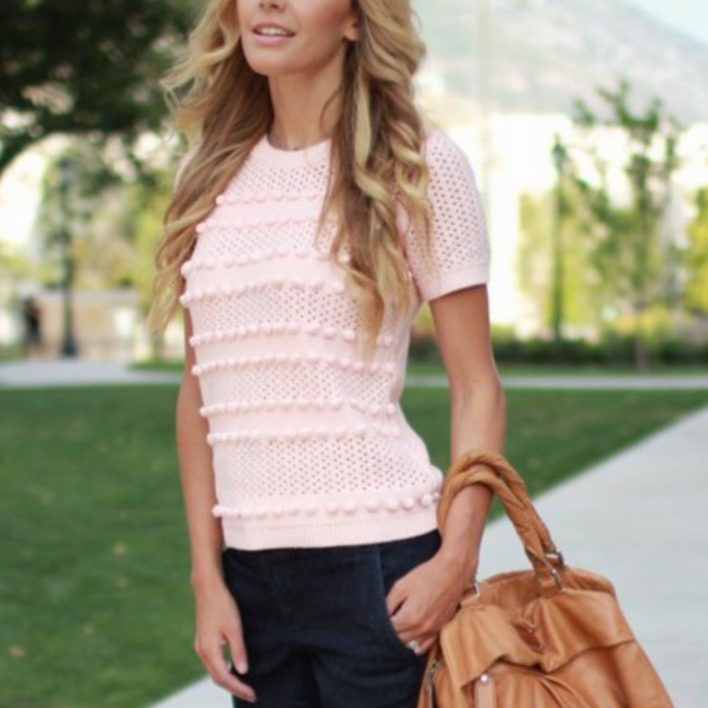 Banana Republic Pom Pom short sleeve mesh sweater